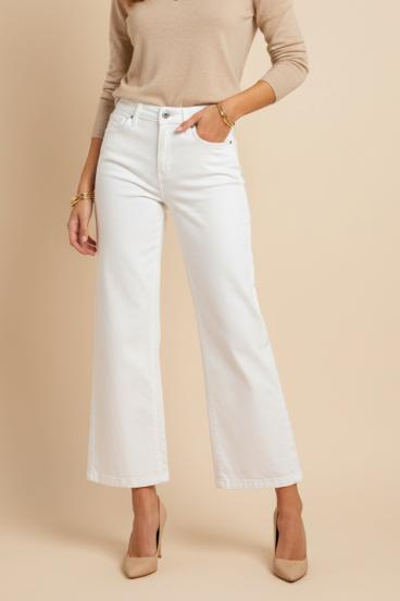 Pantaloni largi din bumbac, albi