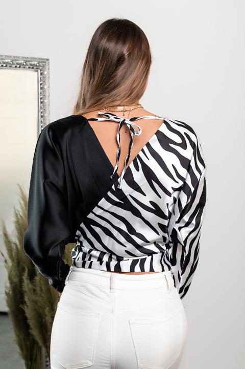 Bluza eleganta cu imprimeu Roveretta, alb-negru