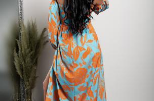 Rochie maxi eleganta cu imprimeu Montella, portocaliu