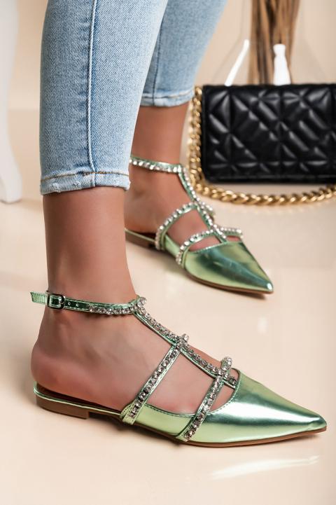 Sandale cu pietre decorative, verzi