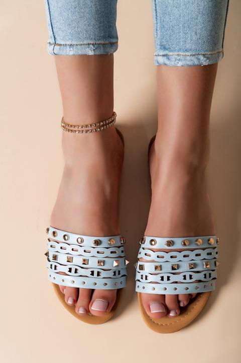 Sandale cu nituri decorative, albastre