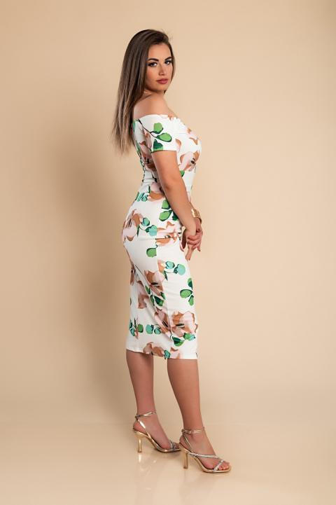 Rochie midi eleganta cu imprimeu floral, verde