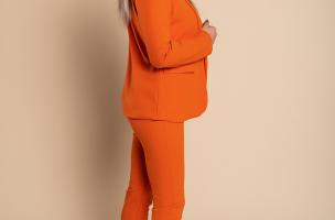 Set pantaloni cu blazer elegant Estrena, portocaliu