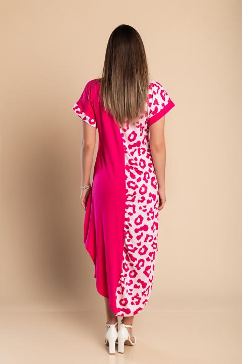 Rochie maxi elegantă cu imprimeu leopard, roz