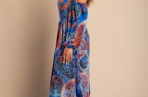 Rochie maxi eleganta cu imprimeu Montella, albastra