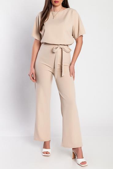 Salopeta cu pantaloni lungi largi si maneci scurte Nelia, caise